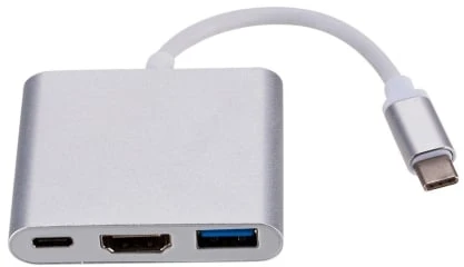 Adapteris AV Roger RoGer Multimedia Adapteris Type-C į HDMI (4K @ 30Hz, 1080P @ 60Hz) + USB 3.0 Sidabrinis