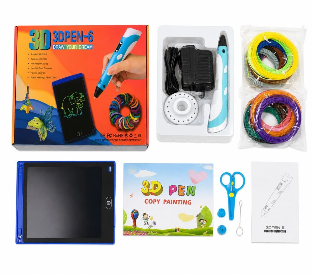 Žaislas iLike Melt 3D rašiklio rinkinys Complete Set For 3D Printing Pen 3D PEN-7-1 su trafaretais 5 m x 20 spalvų Žalia 4752192108250 ILI3DPC6-1G (4752192108250)