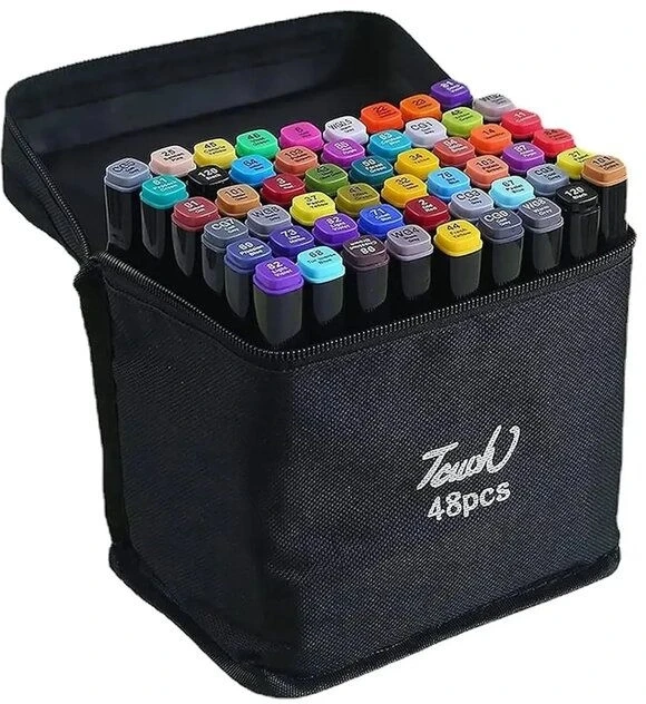 iLike Vigo Toy Super komplekts ar 48 krāsu marķieriem ar rāvējslēdzēja maisiņu