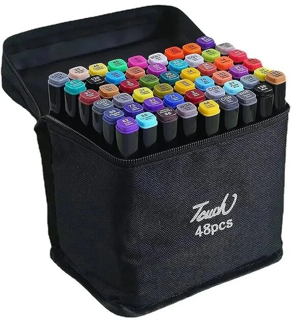 iLike Vigo Toy Super komplekts ar 48 krāsu marķieriem ar rāvējslēdzēja maisiņu