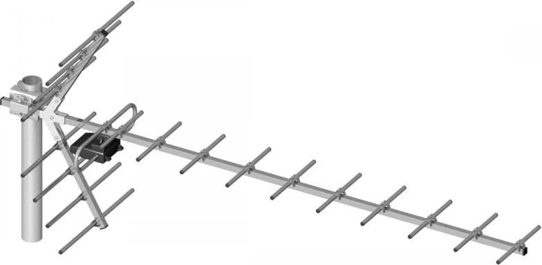RTV DPM YAGA 19 / 21-69 DVB-T antena (19 elementų / WE24 stiprintuvas / HN40W maitinimo šaltinis / pakuotės folija)