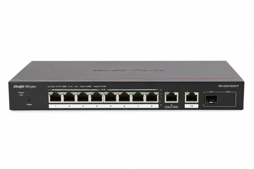 Šakotuvas Ruijie SWITCH POE RG-ES210GS-P 8 PRIEVADŲ REYEE