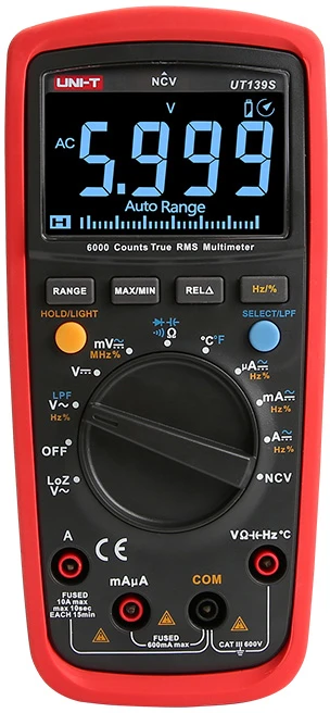 Uni-t Skaitmeninis multimetras su analogine skale, TRMS, 600V DC/AC, 10A DC/AC, 60MOm, 100mF, 10mHz, --40-1000C, UNIT