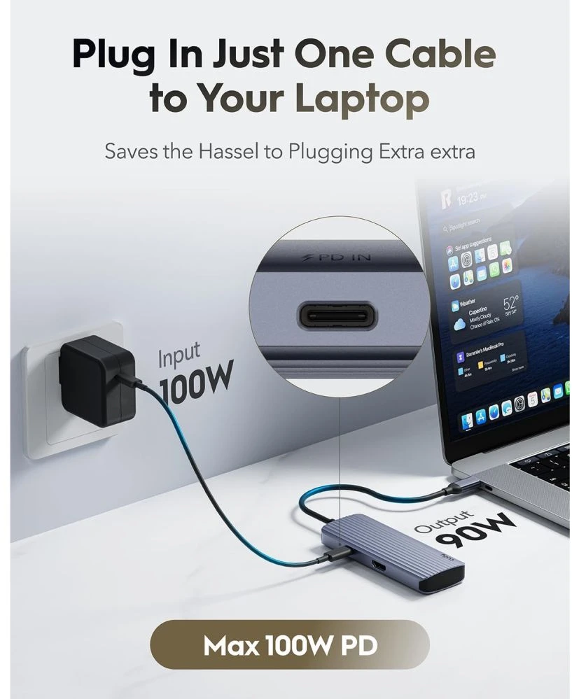 Cudy UH500 laptop dock/port replicator USB 3.2 Gen 1 (3.1 Gen 1) Type-C Pilkas, Sidabrinis