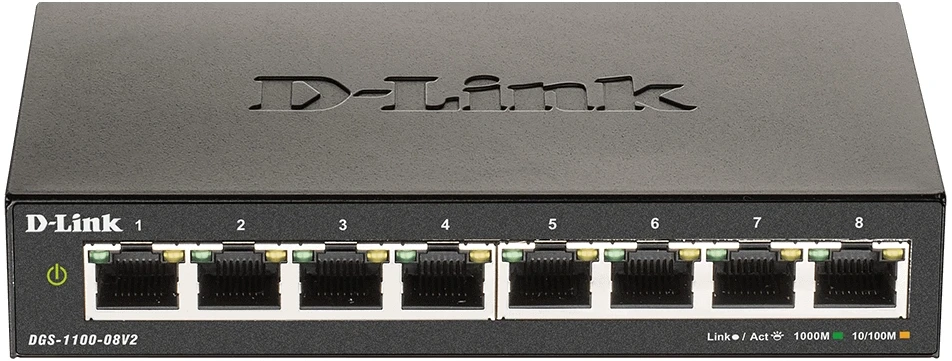 Šakotuvas D-Link | Smart Gigabit Ethernet Switch | DGS-1100-08V2 | Managed | Desktop | Power supply type External