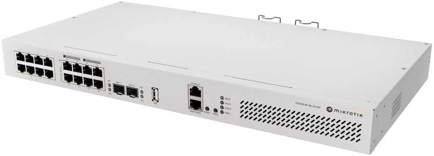 MikroTik | Debesų maršrutizatorius su RouterOS L5 Rackmount korpusu | CRS418-8P-8G-2S+5axQ2axQ-RM