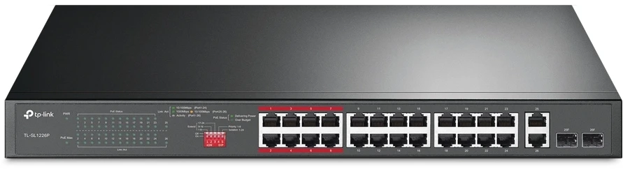 Šakotuvas TP-LINK | 24 prievadų gigabitinis komutatorius | TL-SL1226P | Nevaldomas | Montuojamas į stelažą