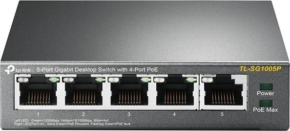 Šakotuvas TP-Link TL-SG1005P Ne-valdomas Gigabit Ethernet (10/100/1000) Maitinimas per Eternetą (PoE) Juoda