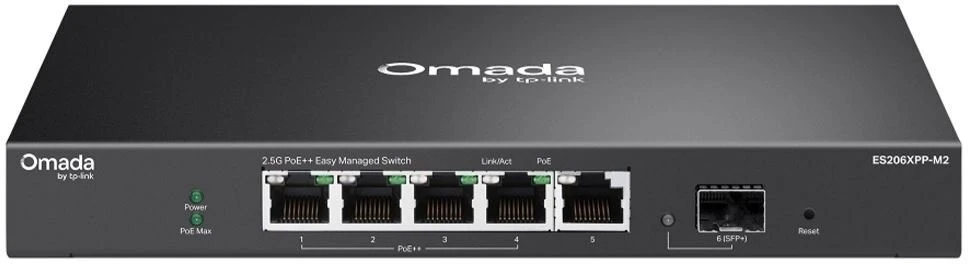 Šakotuvas TP-LINK ES206XPP-M2 Omada 5 prievadų 2.5G BASE-T ir 1 prievado 10GE SFP+ lengvai valdomas komutatorius su 4 prievadų PoE++ | TP-LINK