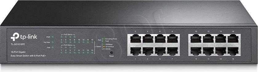 Šakotuvas TP-LINK komutatorius TL-SG1016PE, valdomas žiniatinklyje, montuojamas į stelažą, 1 Gbps (RJ-45) jungčių kiekis: 16, PoE+ jungčių kiekis: 8