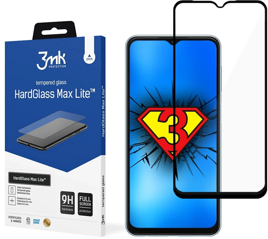 LCD apsauginis stikliukas 3mk Hard Glass Max Lite Samsung A235 A23 4G/A236 A23 5G juodas