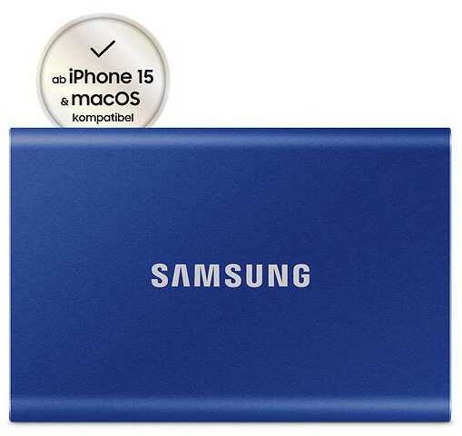 Išorinis kietasis diskas SSD SAMSUNG|T7/1TB/USB 3.2/Rašymo greitis 1000 MBytes/sec/Skaitymo greitis 1050 MBytes/sec/MU-PC1T0H/WW