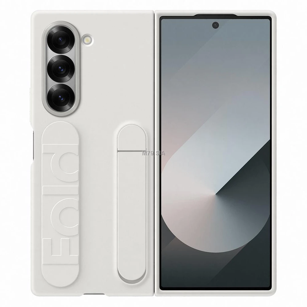 Dėklas Samsung Galaxy Fold6 stovimas dangtelis su dirželiu Baltas