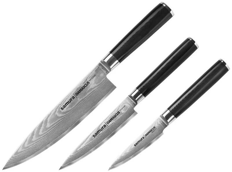 Samura Damascus Professional Japanese Kitchen Set von drei Messern