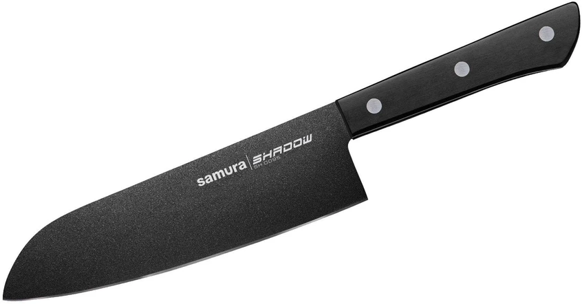 Samura SHADOW Universalus Santoku peilis su juoda nepridegančia danga 7,0"/175mm iš AUS 8 japoniško plieno 59 HRC