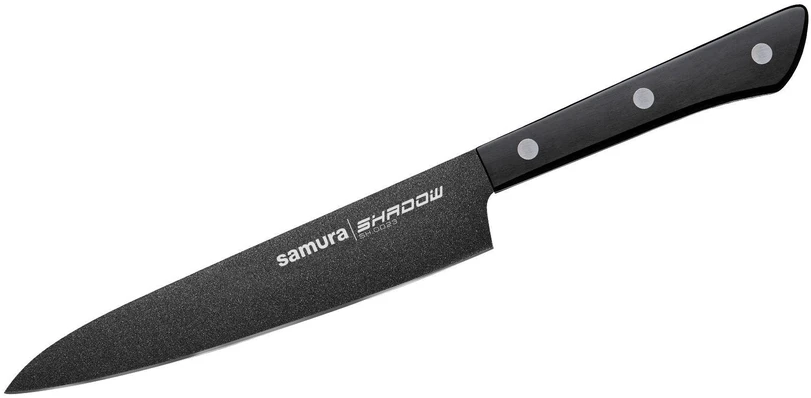 Samura SHADOW Universalus peilis su juoda nepridegančia danga 6,0"/150mm iš AUS 8 Japoniško plieno 59 HRC