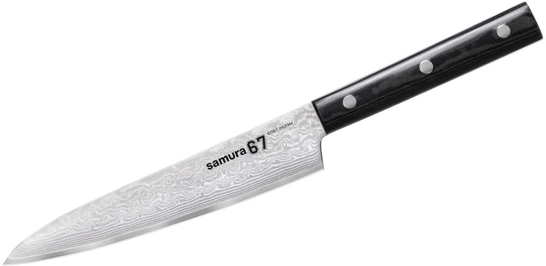 Samura DAMASCUS 67 Universalus virtuvinis peilis 6,0"/150 mm iš AUS 10 Damasko plieno 61 HRC (67 sluoksniai)