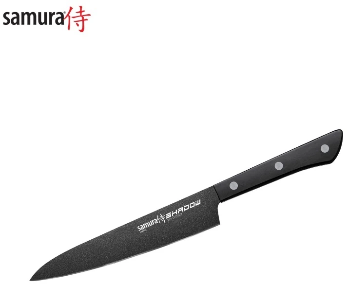 Samura SHADOW Universalus peilis su juoda nepridegančia danga 6,0"/150mm iš AUS 8 Japoniško plieno 59 HRC