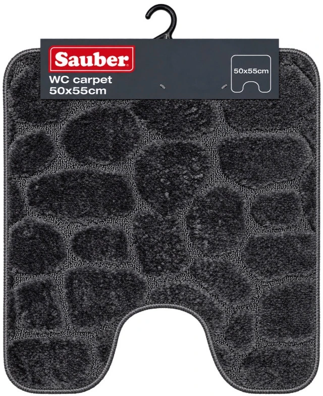 Sauber WC paklājs 50x55cm tumši pelēks akmens raksts