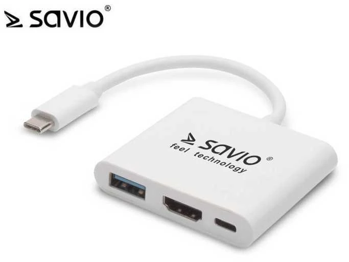 USB tipo C HDMI adapteris, USB 3.0, PD SAVIO AK-48