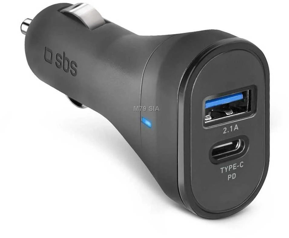Automobilinis įkroviklis 3100mAh Type-C USB 2.1A by SBS Juodas
