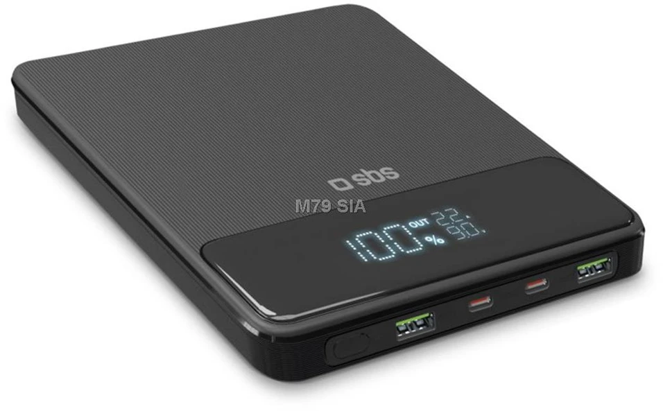 Powerbank SBS 20000mAh, 100W, LCD, plonas, juodas