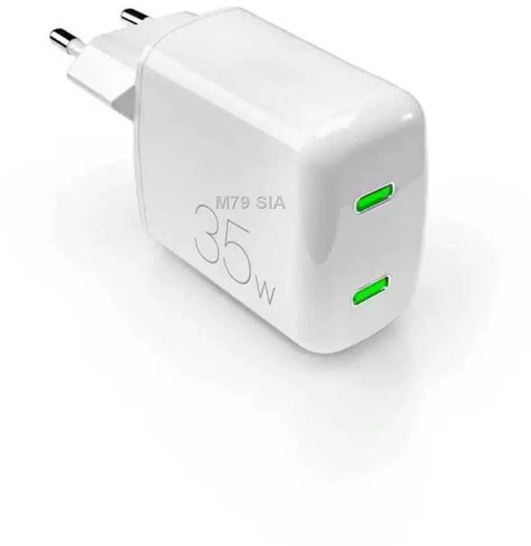 Puro Elektrik Puro MiniPro 35W GaN 2xUSB-C laidinis įkroviklis – baltos spalvos
