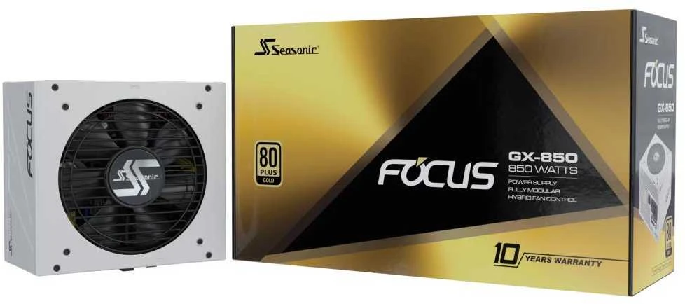 Seagate Seasonic Focus GX 80 PLUS Gold PSU, modular, PCIe 5.1 – 850 Watt, baltos spalvos