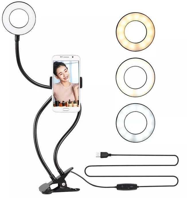 E-LIGHT Elight TF Galda Klipša Live Stream Selfie 11cm Gredzens LED Gaismas gredzens 30cm Tālruņa Turētājs Melns