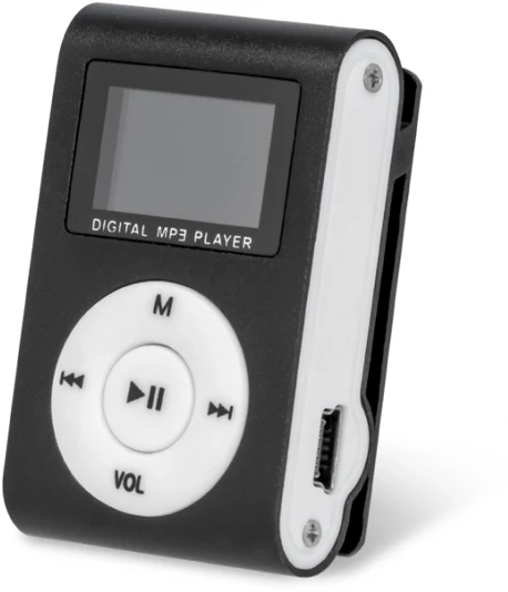  Setty Metal Clip MP3 grotuvas with FM Radio LCD Ekranas Micro SD Slot iki 32GB built-in Li-Ion Baterija Juodas
