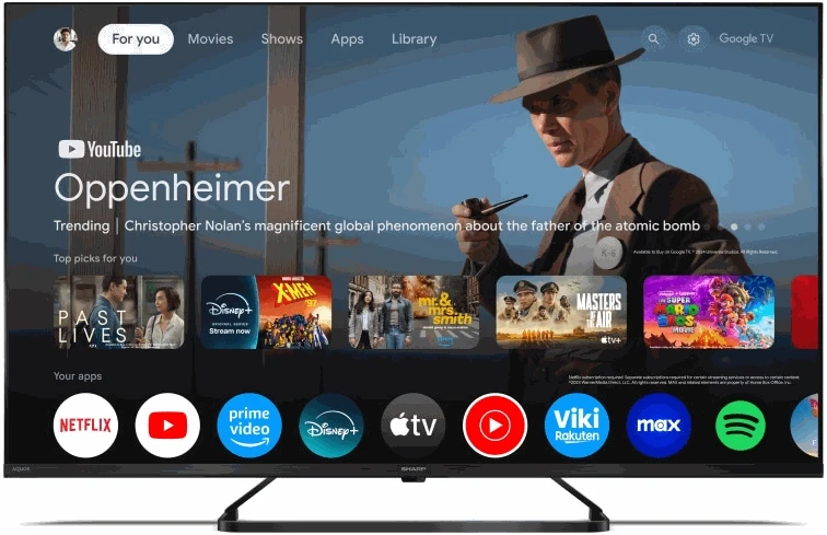 Sharp | 50HP6265E | 50 | Išmanusis televizorius | „Google TV“ | UHD | Juoda