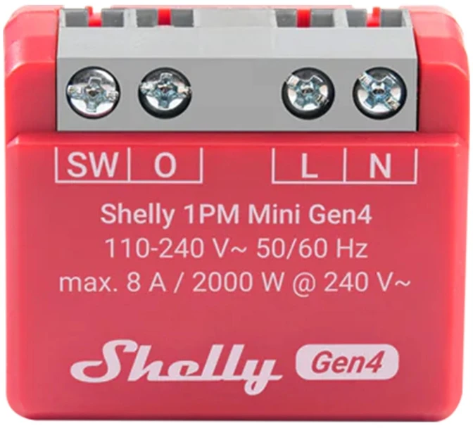 Shelly 1PM Mini Gen4 1 kanalo relė 8A (WiFi, Bluetooth, Zigbee, Matter)