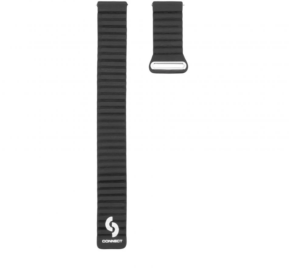 Araree Connect hibrīdā ādas-silīcija magnētiskā cilpa siksna 20mm (M/L 130mm) melna