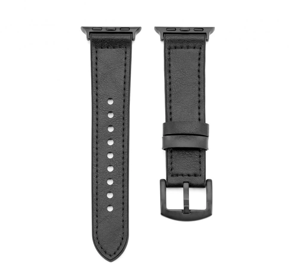 Araree Connect Hibrīda Ādas-Silikona Pulksteņa Siksna 38/40/41mm (M/L 132mm) Melna
