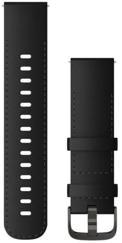 Garmin Greitai atsegamas dirželis (22 mm), juoda oda su šlifuoto skalūno spalvos detalėmis