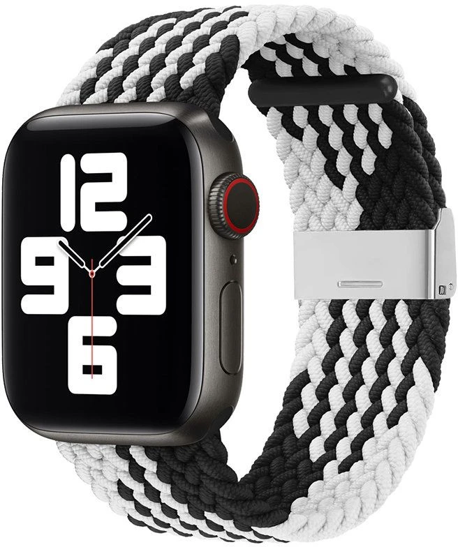 Išmaniojo laikrodžio Apple 2/3/4/5/6/7/SE pintas Hurtel dirželis, Juodos su balta spalvos, 40/41/38mm