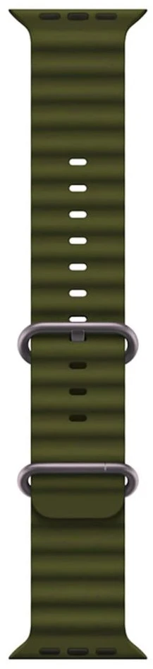 „iWear“ dirželis „iWear S1“ – minkštas, grioveliais aptrauktas silikoninis 20 mm dirželis, skirtas „Apple Watch 49mm / 45mm / 44mm / 42mm“, chaki žalias, IW-S1-HG