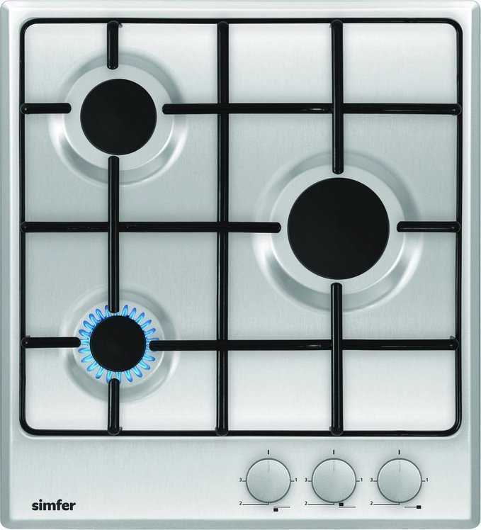 Mikrobangų krosnelė Simfer | Hob | H4.300.VGRIM | Gas | Number of burners/cooking zones 3 | Rotary knobs | Nerūdijantis plienas