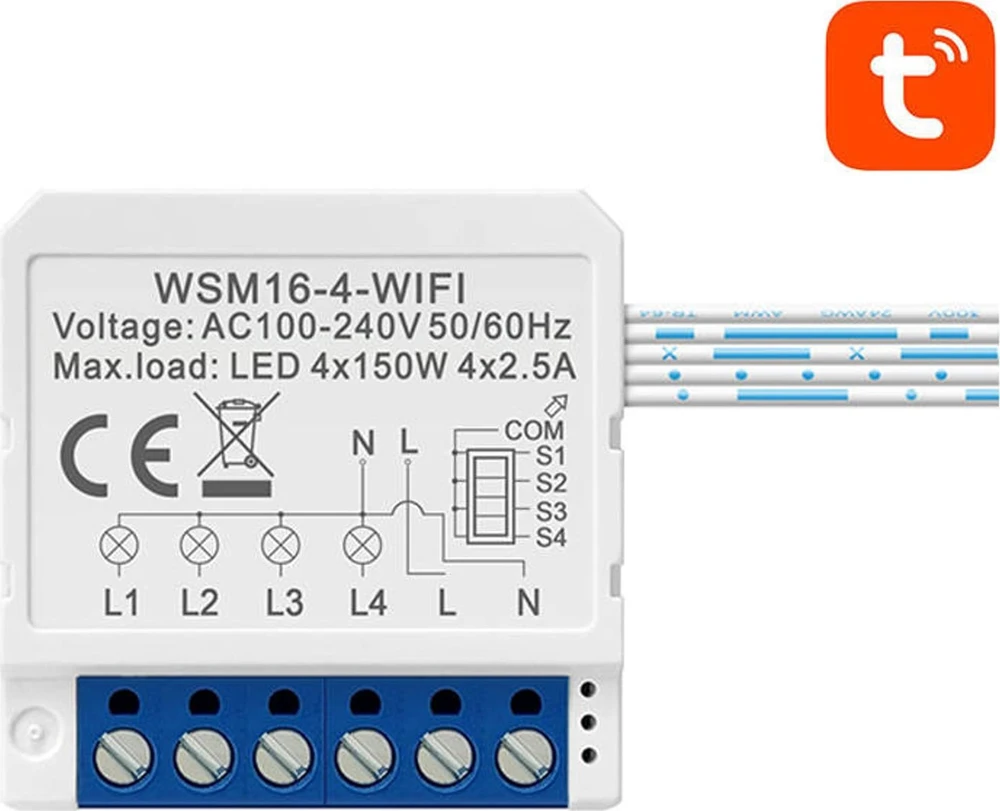 Smart Switch modulis WiFi Avatto WSM16-W4 TUYA