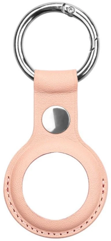 Smart tag aksesuārs iLike AirTag PU Leather Key Ring Keychain Case Rožinė