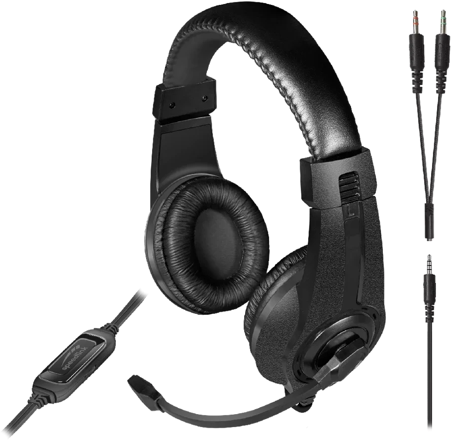 „Speedlink“ – „LEGATOS“ stereo žaidimų ausinės – skirtos PC / PS5 / PS4 / „XBOX Series X/S / Switch / OLED / Lite“, juodos