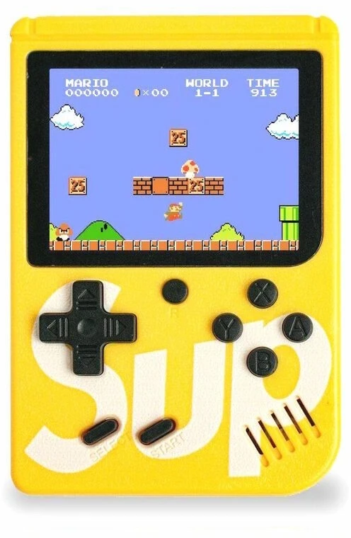 Plaion GameBox R1 8bit Portatīvais Retro Spēļu Konsole ar 400 spēlēm 3'' LCD ar TV RCA kabeli Dzeltenā krāsā