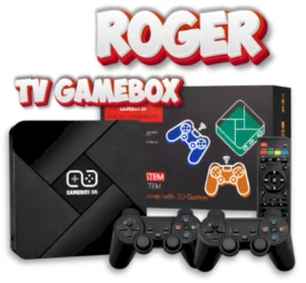 „Roger RoGer TV GameBox G5 Retro“ žaidimų konsolė x2 valdikliai / 64 GB / 4K / 10 emuliatorių / 30 000+ žaidimų