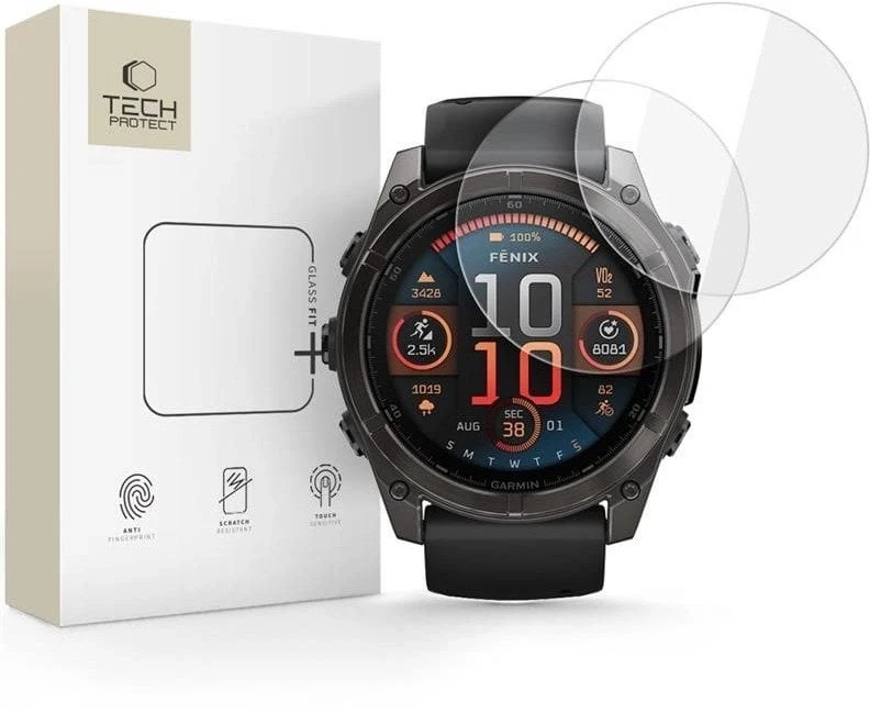 Tech-Protect Glass Fit+ 2-pack apsauginis stiklas skirtas Garmin Fenix 8 51mm – skaidrus