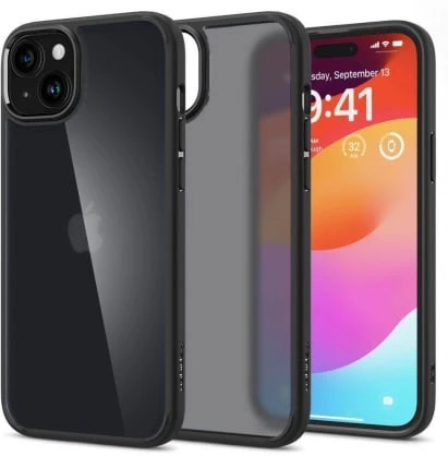 Spigen Ultra Hybrid Matte dėklas skirtas Apple iPhone 15, spalva - Frost Black