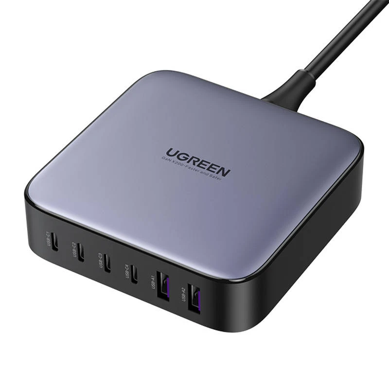 UGREEN 2USB-A+4USB-C 200W Desktop greitasis įkroviklis, pilkas