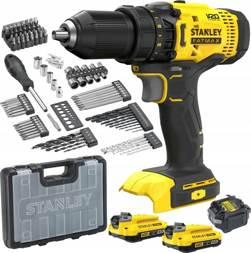 STANLEY suktuvas gręžtuvas SFMCD700D2A, 18V, 2x2Ah + 100 priedų