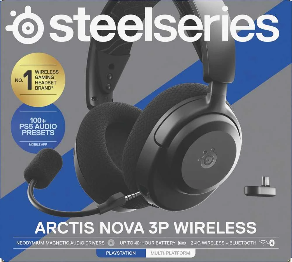 Steelseries Arctis Nova 3P belaidės žaidimų ausinės (juodos)