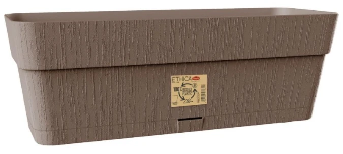 Stefanplast gėlių dėžutė su padėklu Ethica 50x18x17cm ruda