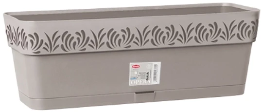 Stefanplast gėlių dėžutė su padėklu Gaia 50x18x17cm šviesiai pilka